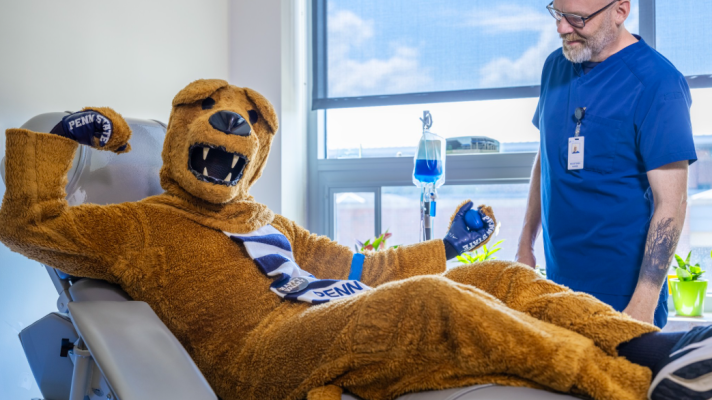 Nittany Lion getting an IV
